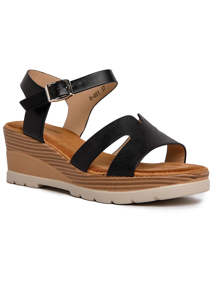 Foreverfolie Sandały w kolorze czarnym na koturnie rozmiar: 36