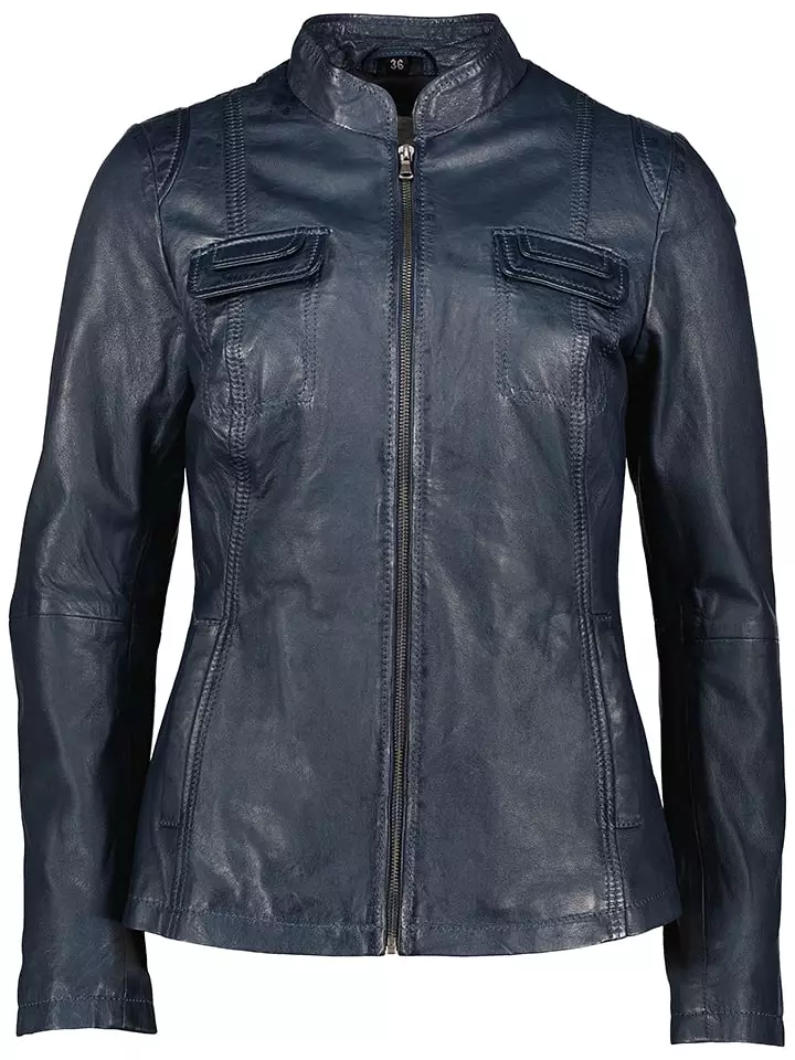 7eleven Skórzana kurtka "Flaviana" w kolorze granatowym rozmiar: 40