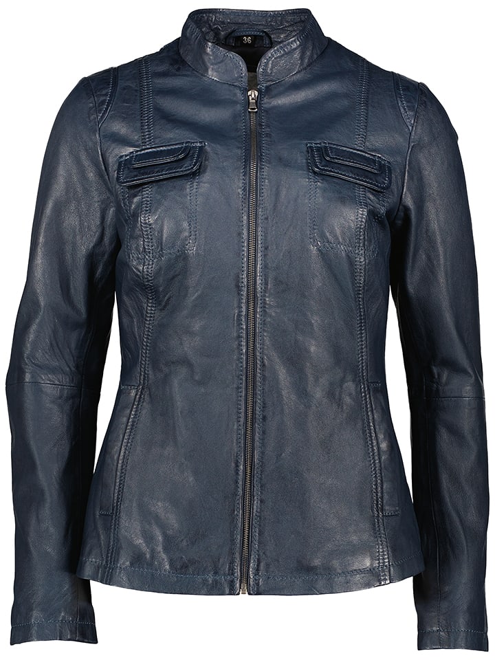 7eleven Skórzana kurtka "Flaviana" w kolorze granatowym rozmiar: 40