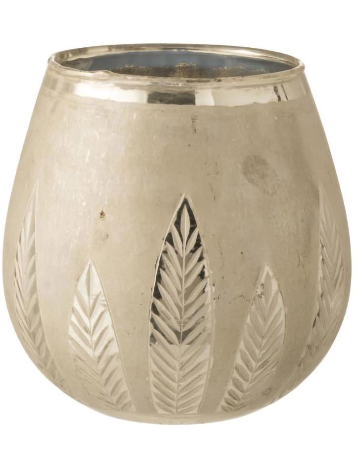 J Line Świecznik "Leaf" w kolorze beżowym - wys. 18,5 x Ø 18,5 cm rozmiar: onesize