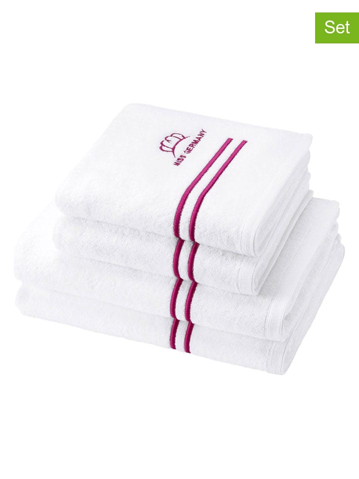 Egeria Ręczniki (2 szt.) "Miss Germany" w kolorze biało-różowym do rąk rozmiar: 50x100 cm
