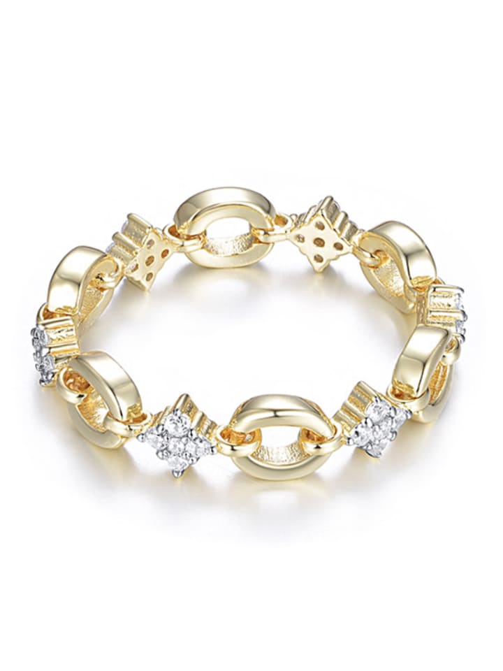 DI GIORGIO Pozłacany pierścionek z cyrkoniami rozmiar: 56