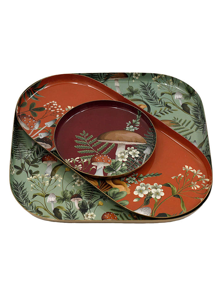 SiL Interiors Półmiski (3 szt.) "Mushroom" ze wzorem rozmiar: onesize