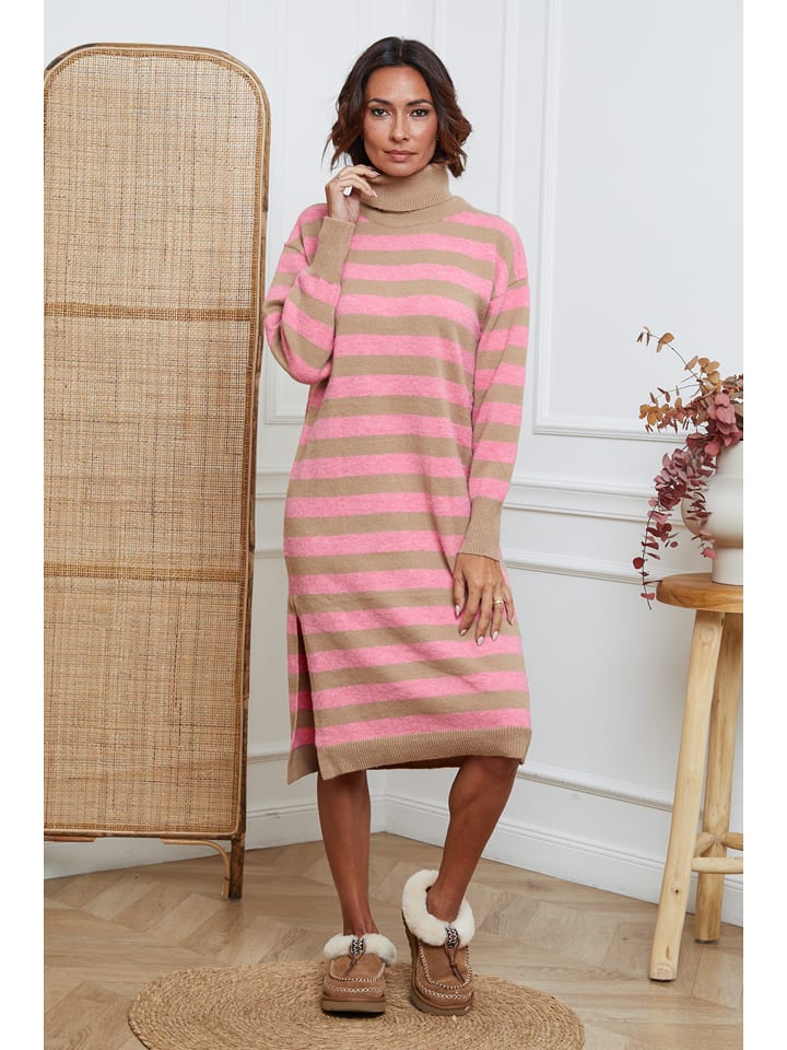 Joséfine Sukienka dzianinowa "Javot" w kolorze jasnoróżowo-beżowym rozmiar: M