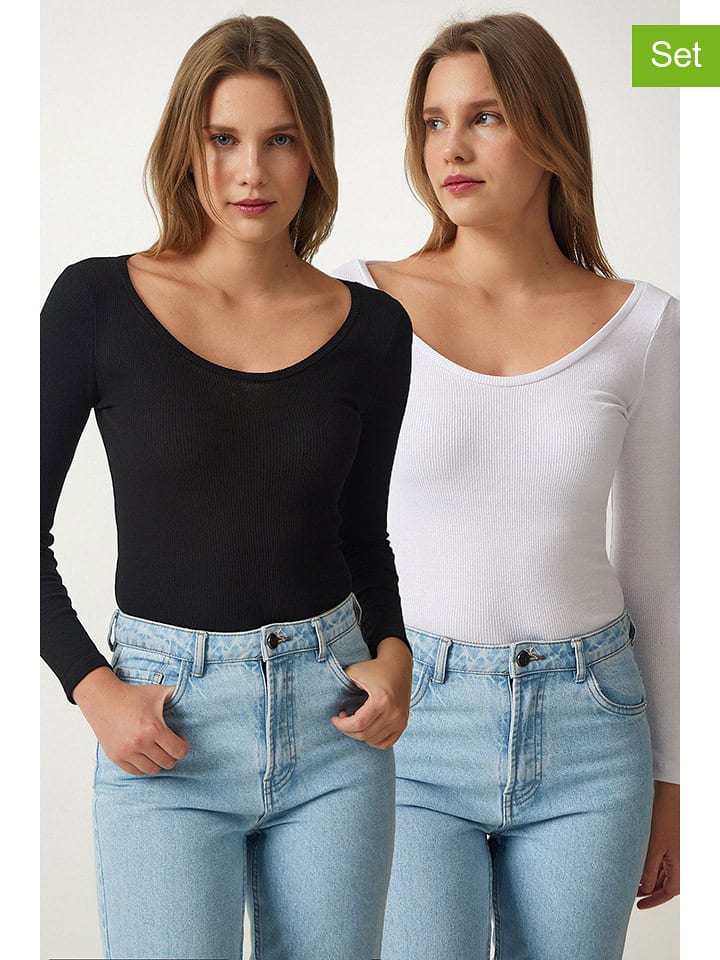 Happiness Istanbul Koszulki (2 szt.) w kolorze czarnym i białym rozmiar: S/M