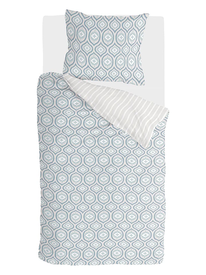 Walra Komplet pościeli "Remade Sweet Honey Combs" w kolorze błękitno-beżowym rozmiar: 155x220 cm