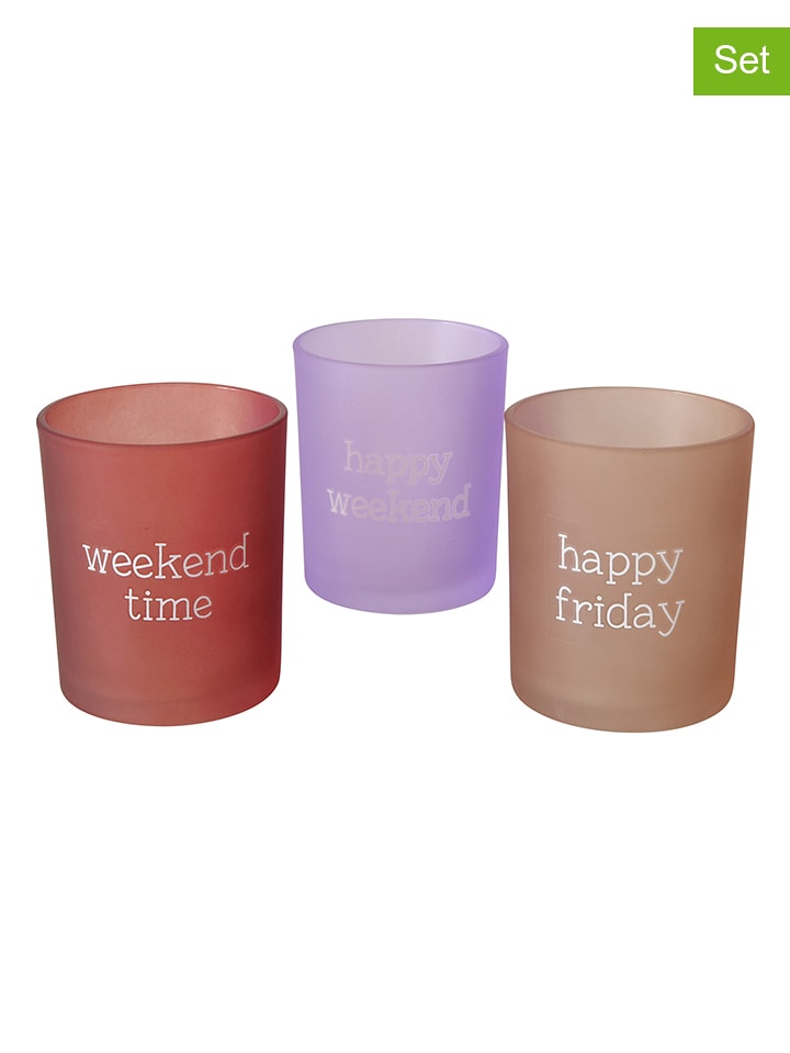 Boltze Świeczniki (3 szt.) "Weekend" w różnych kolorach - wys. 9 cm rozmiar: onesize