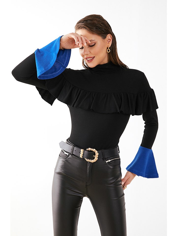 Milan Kiss Bluzka w kolorze czarno-niebieskim rozmiar: L