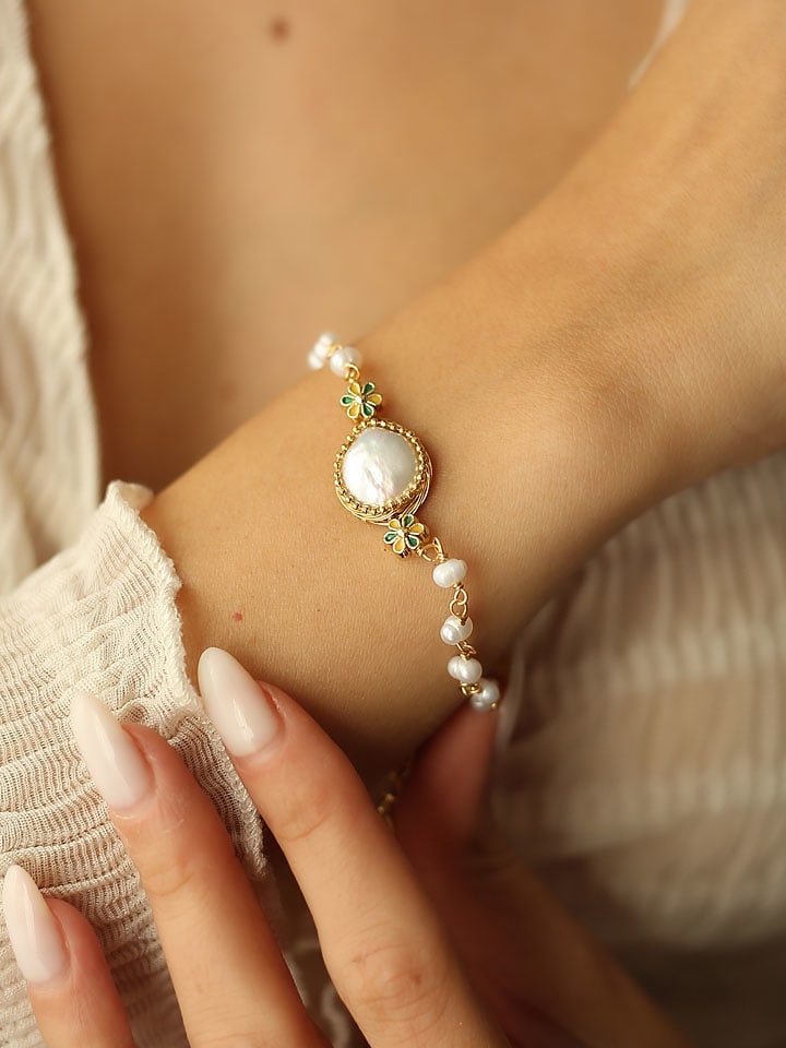 Pierres delicates Pozłacana bransoletka z perłami rozmiar: onesize