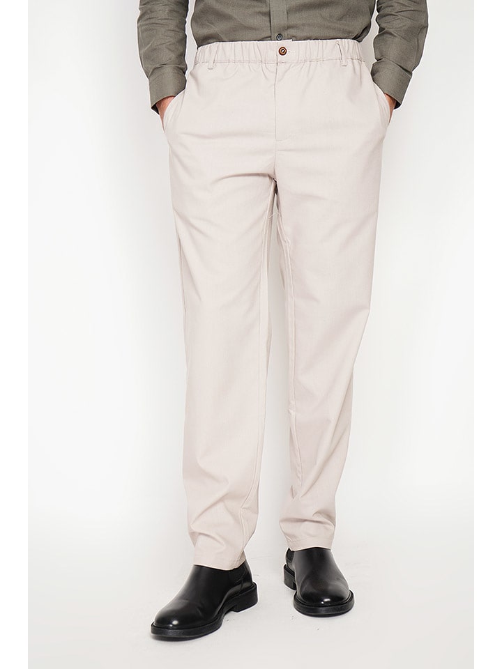 Secret du Lin Spodnie w kolorze kremowym rozmiar: 54