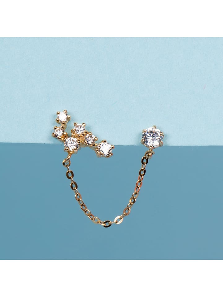 L instant d Or Złote kolczyki-wkrętki "Sweet Linl" z cyrkoniami rozmiar: onesize