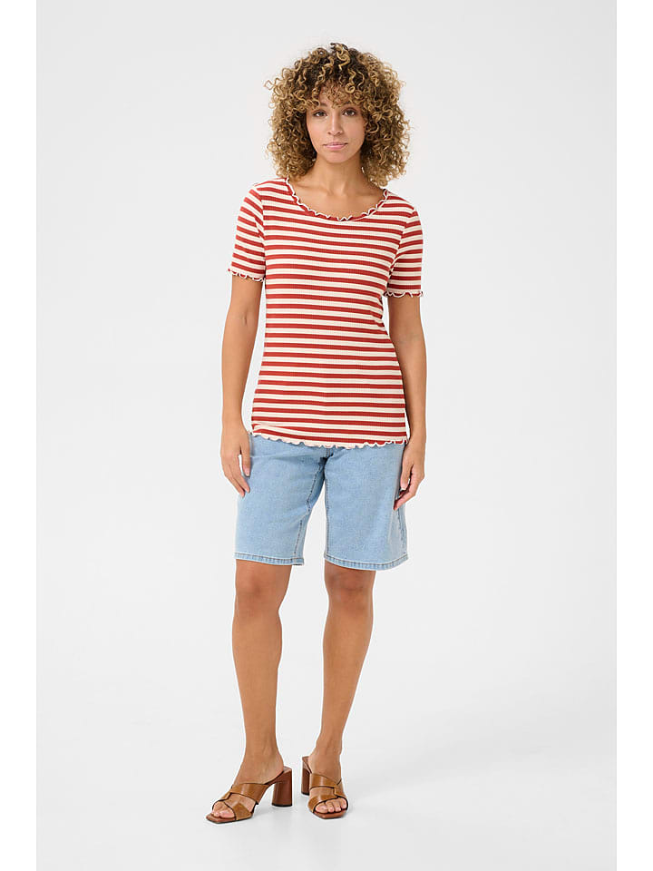 Cream Koszulka "Ribba" w kolorze beżowo-czerwonym rozmiar: XXL