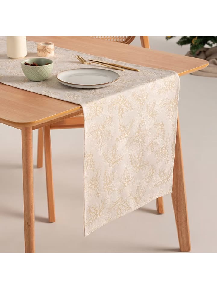 GAMUSI Bieżnik "Holly" w kolorze kremowym rozmiar: 45x135 cm