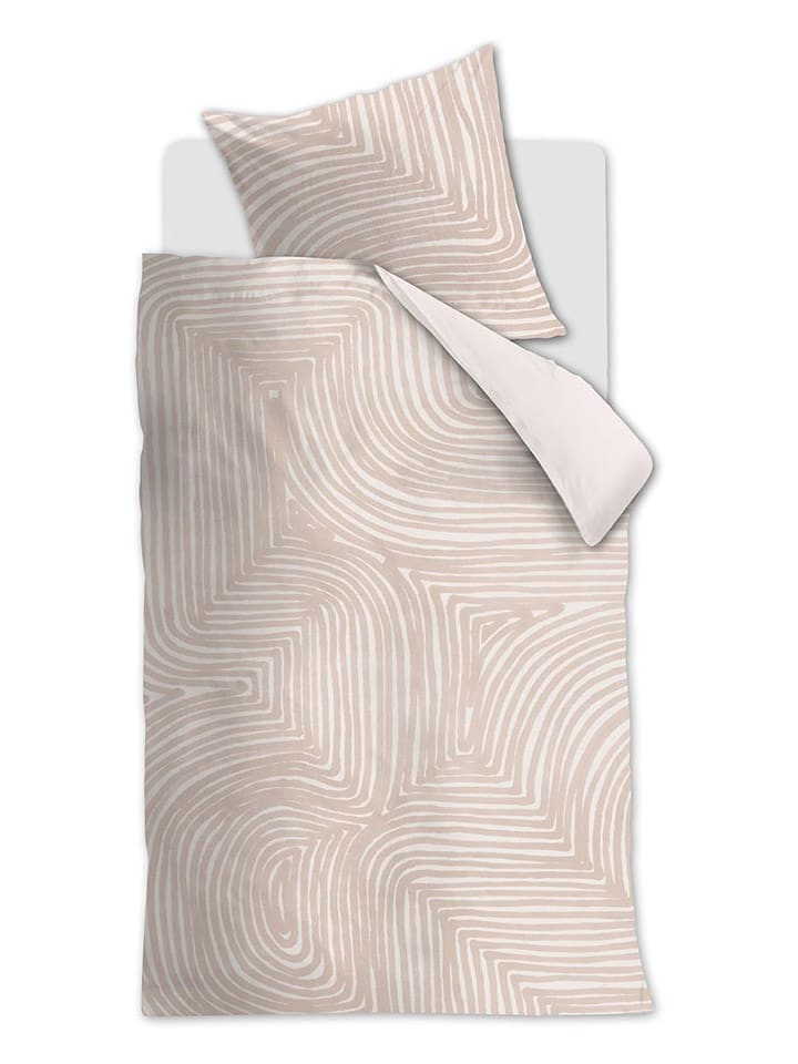 Beddinghouse Komplet pościeli "Natural Pattern" w kolorze kremowo-beżowym rozmiar: 155x220 cm