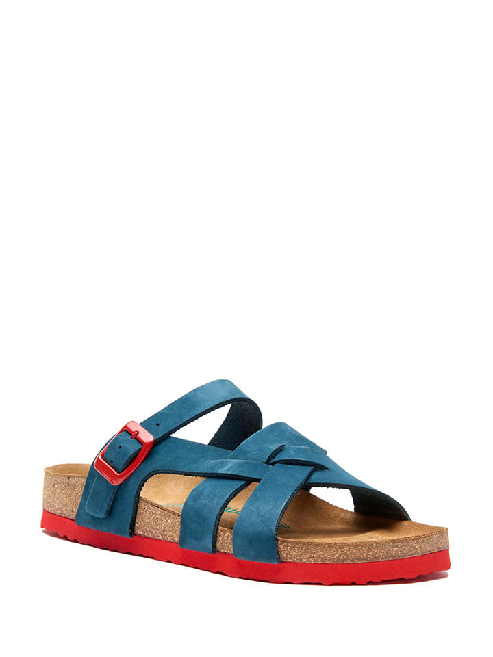 Comfortfusse Skórzane klapki w kolorze niebiesko-czerwonym rozmiar: 42