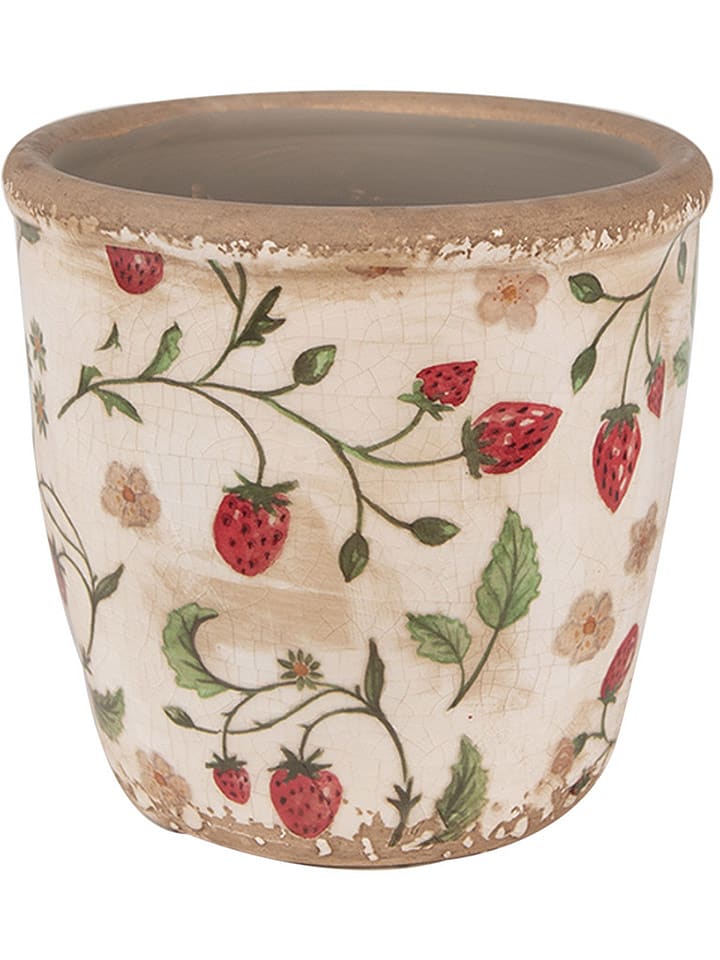 Clayre & Eef Doniczka w kolorze beżowo-czerwonym - wys. 13 x Ø 13 cm rozmiar: onesize