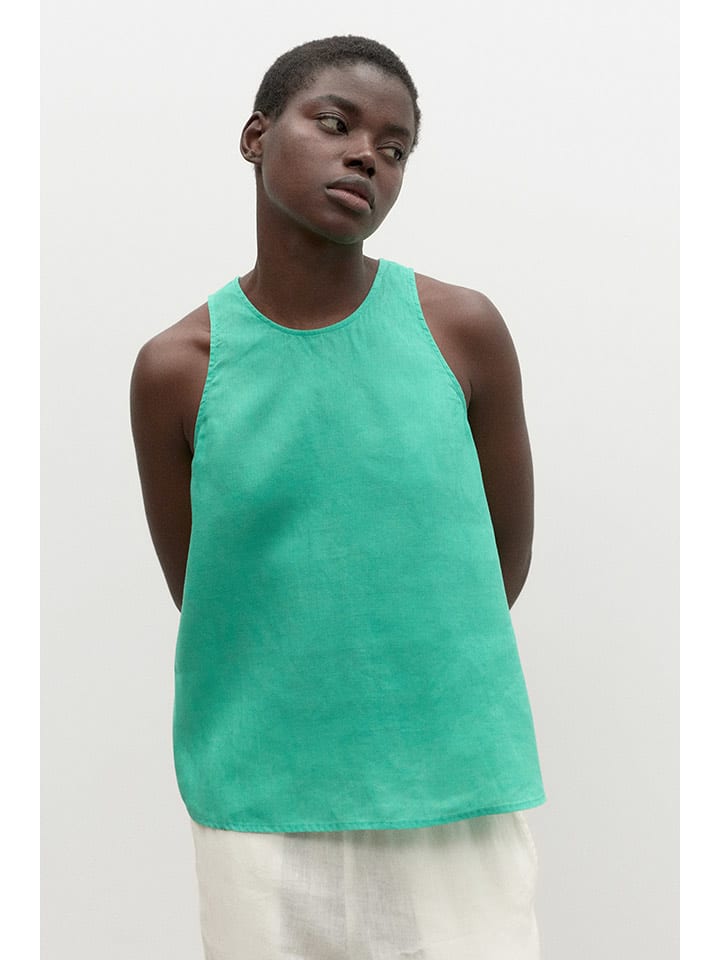 Ecoalf Lniany top w kolorze zielonym rozmiar: XS
