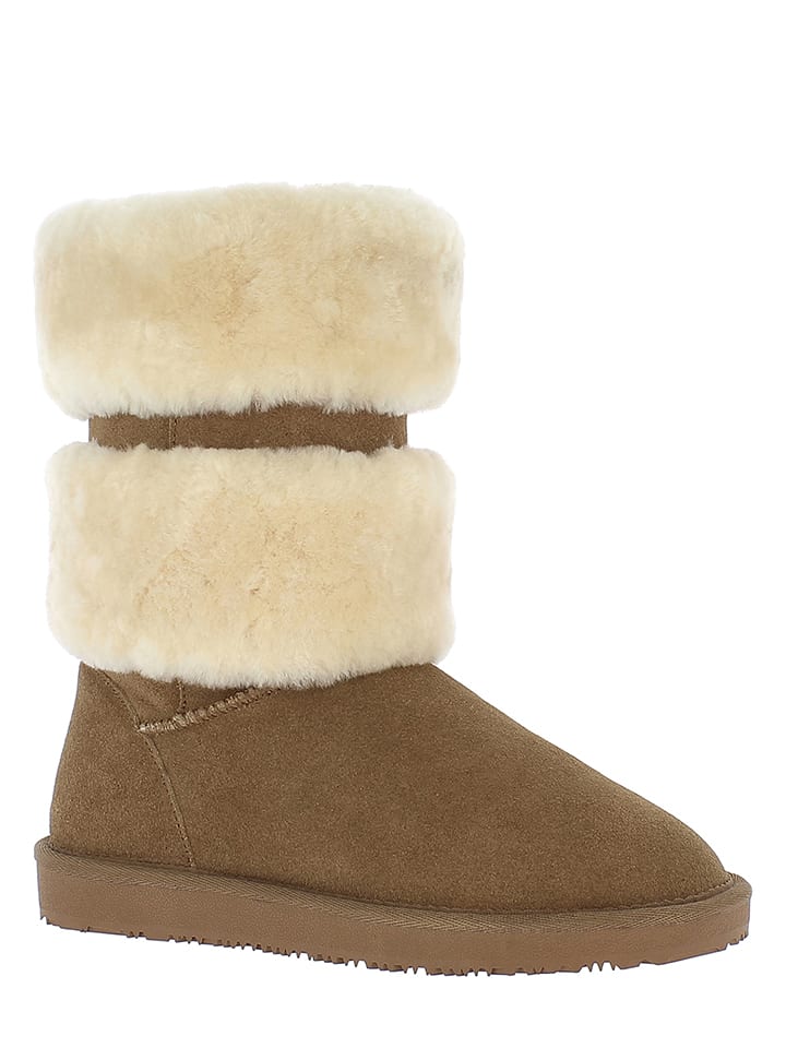 Gooce Skórzane botki zimowe "Mara" w kolorze jasnobrązowym rozmiar: 40