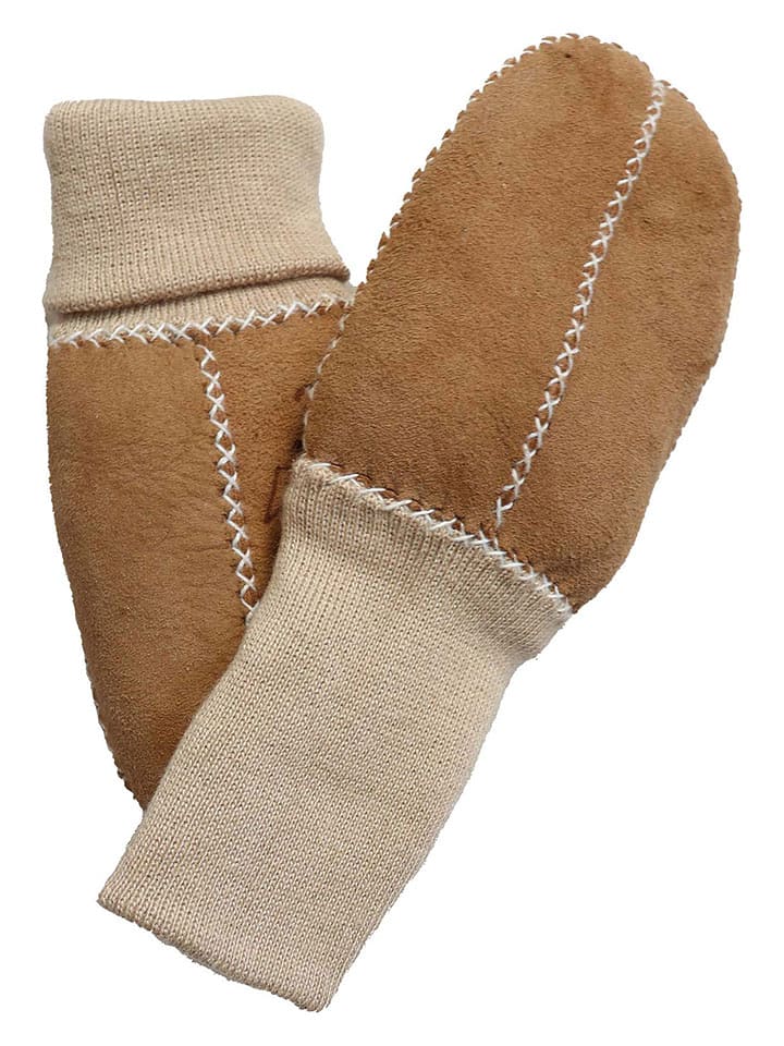 Kaiser Naturfellprodukte Wełniane rękawiczki w kolorze jasnobrązowym rozmiar: onesize