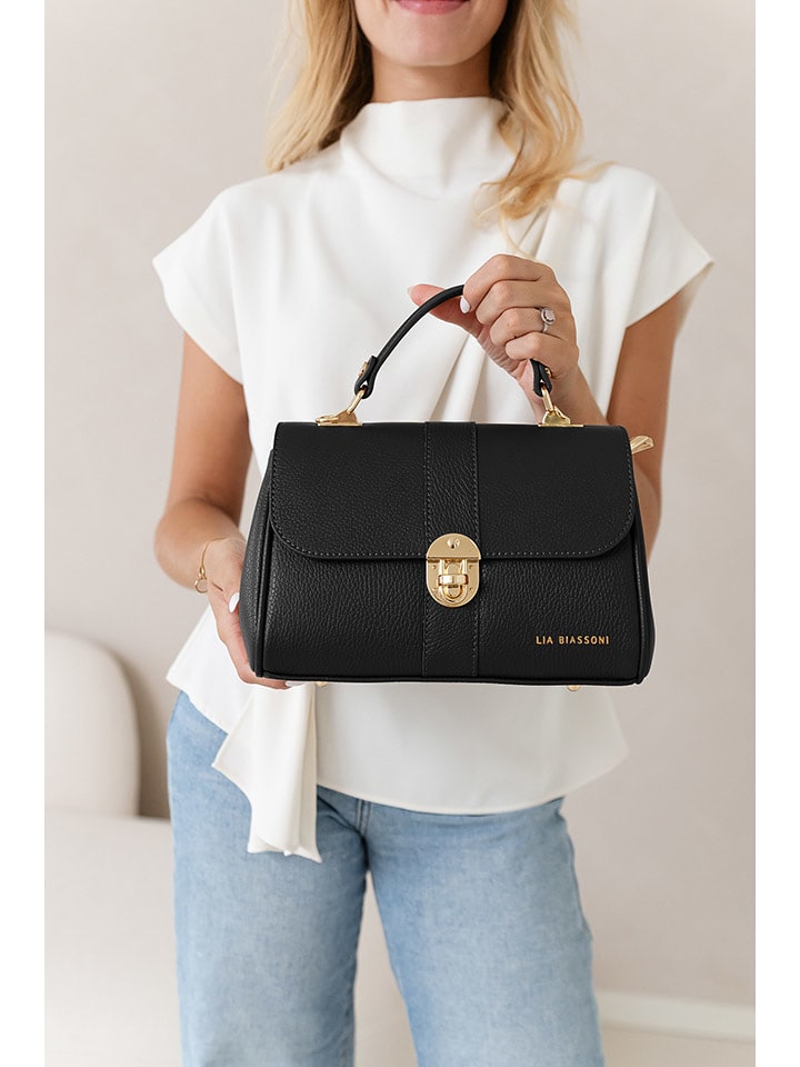 Lia Biassoni Skórzana torebka w kolorze czarnym - 27 x 19 x 13 cm rozmiar: onesize