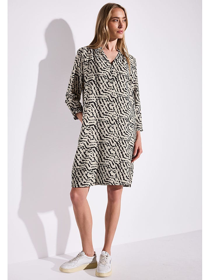 Street One Sukienka w kolorze kremowo-czarnym rozmiar: 42