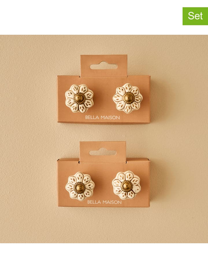 BELLA MAISON Gałki (2 szt.) "Dulcie" w kolorze kremowym do szafki - wys. 6,5 x Ø 3 cm rozmiar: onesize