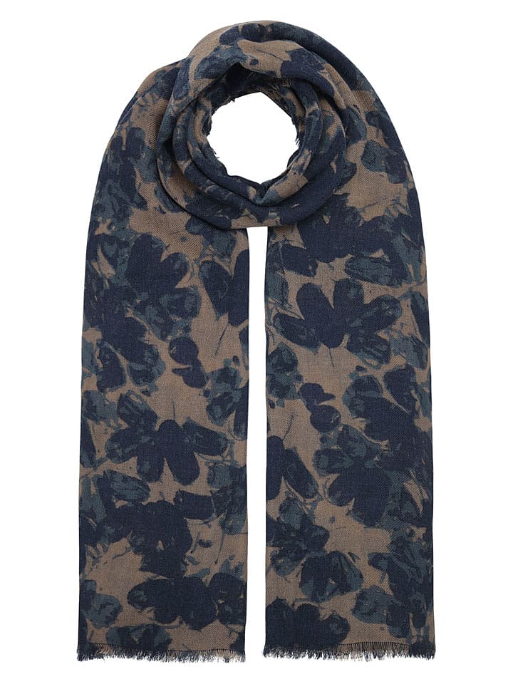 Ilse Jacobsen Wełniany szal w kolorze beżowo-granatowym - 200 x 100 cm rozmiar: onesize