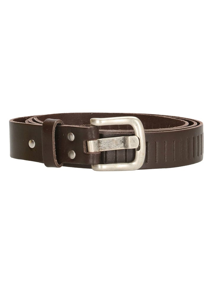 HIDE & STITCHES Skórzany pasek "Midland" w kolorze ciemnobrązowym rozmiar: onesize