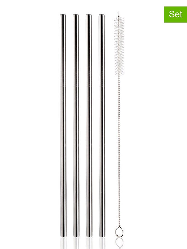 Vacu Vin Słomki (3 szt.) w kolorze srebrnym - dł. 25 cm rozmiar: onesize