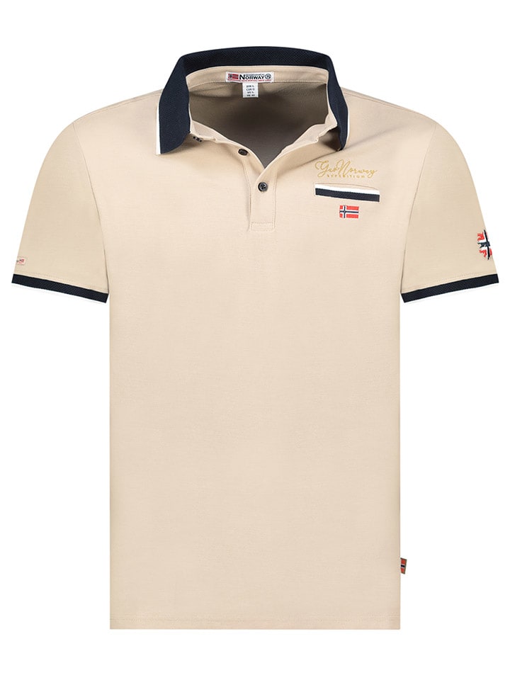 Geographical Norway Koszulka polo "Kara" w kolorze beżowym rozmiar: M