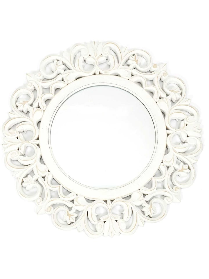 THE HOME DECO FACTORY Lustro w kolorze białym - Ø 60 cm rozmiar: onesize