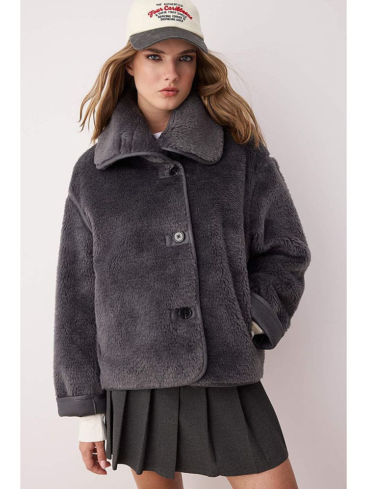 trendyol Kurtka pluszowa w kolorze antracytowym rozmiar: S