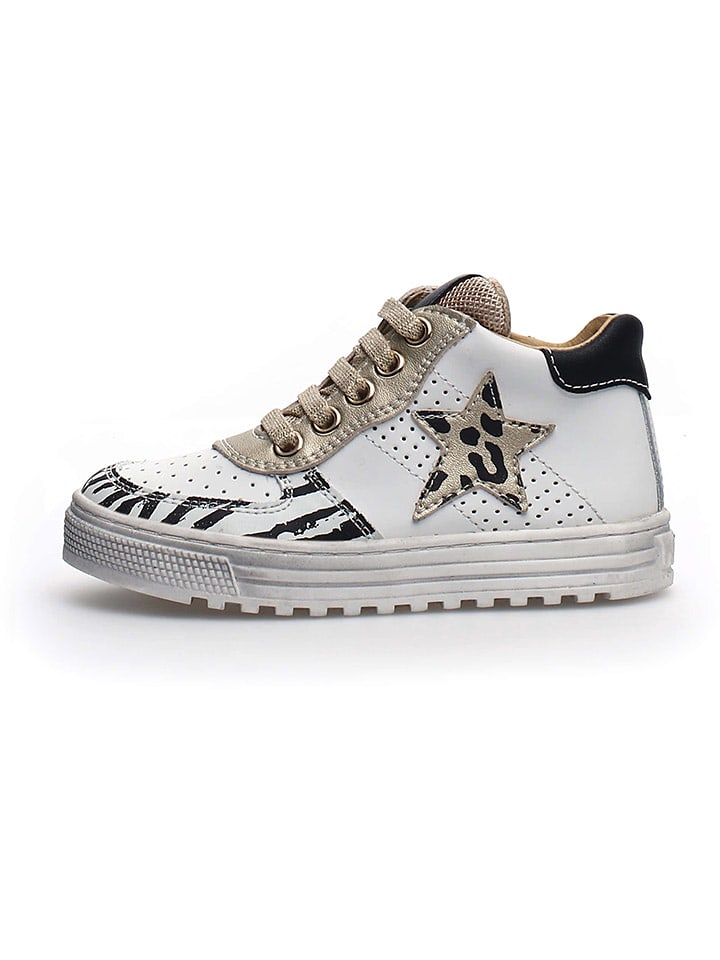 Naturino Skórzane sneakersy w kolorze złoto-białym rozmiar: 27