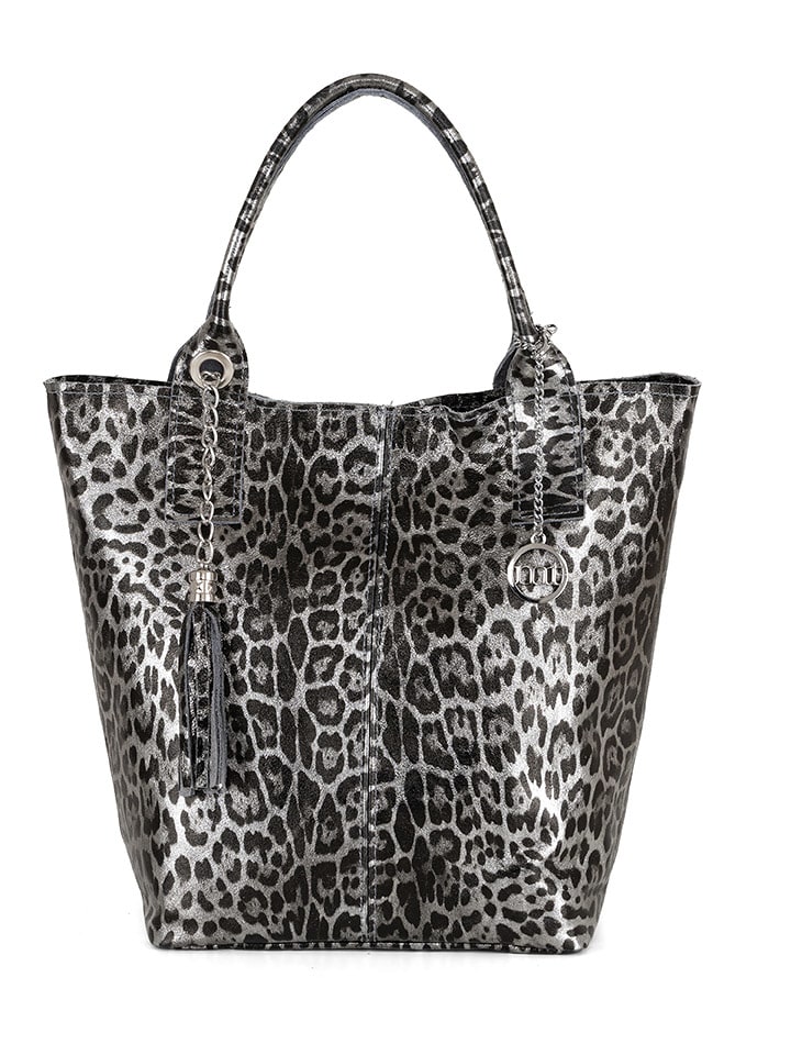 Mia Tomazzi Skórzany shopper bag "Barozzi" w kolorze szarym - 31 x 36 x 20 cm rozmiar: onesize