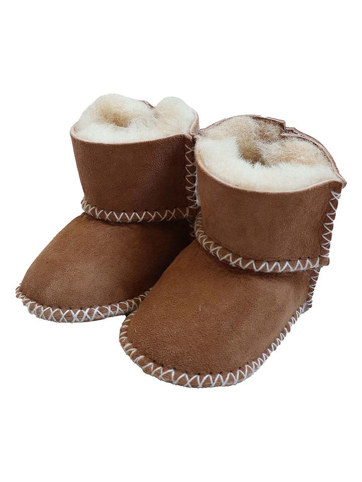 Kaiser Naturfellprodukte Botki wełniane w kolorze brązowym rozmiar: 18/19