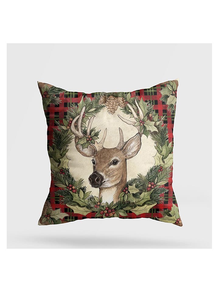 Colorful Cotton Poduszka w kolorze beżowo-zielonym rozmiar: 43x43 cm