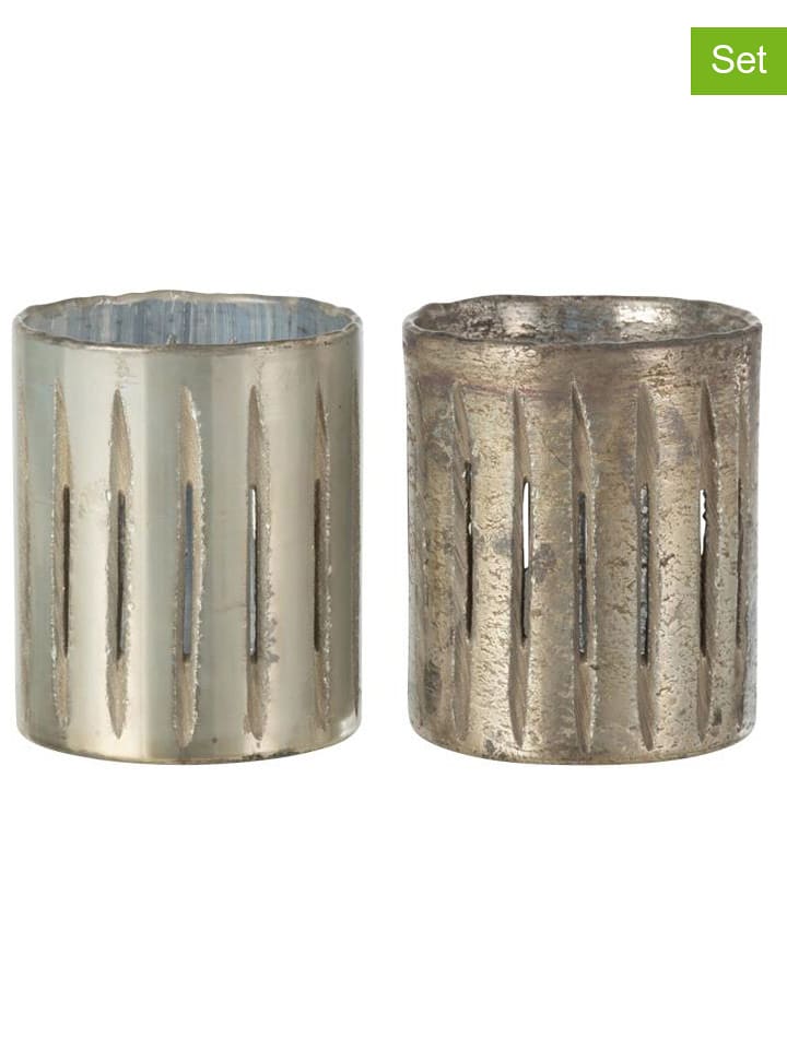 J Line Świeczniki (2 szt.) w kolorze złotym - 15,5 x Ø 13 cm rozmiar: onesize