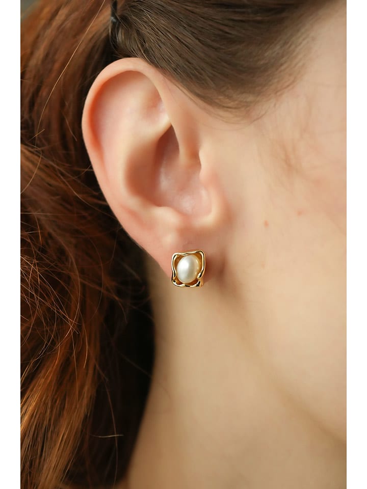 Pierres delicates Kolczyki-wkrętki w kolorze białym z perłami rozmiar: onesize