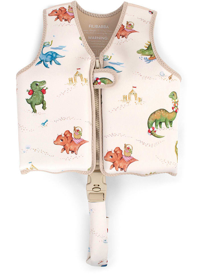 Filibabba Kamizelka "Dino Beach" w kolorze kremowym do nauki pływania - 12 m+ rozmiar: 98/104
