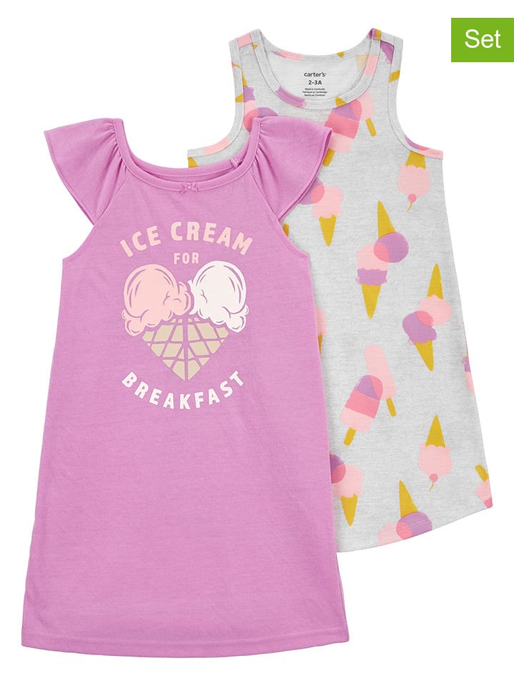 carter's Koszule nocne (2 szt.) w kolorze szaro-fioletowym rozmiar: 92