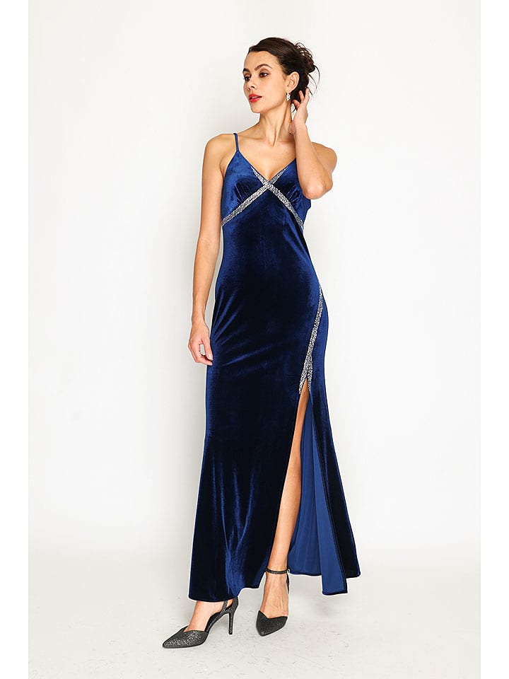 ASSUILI Aksamitna sukienka w kolorze granatowym rozmiar: 36