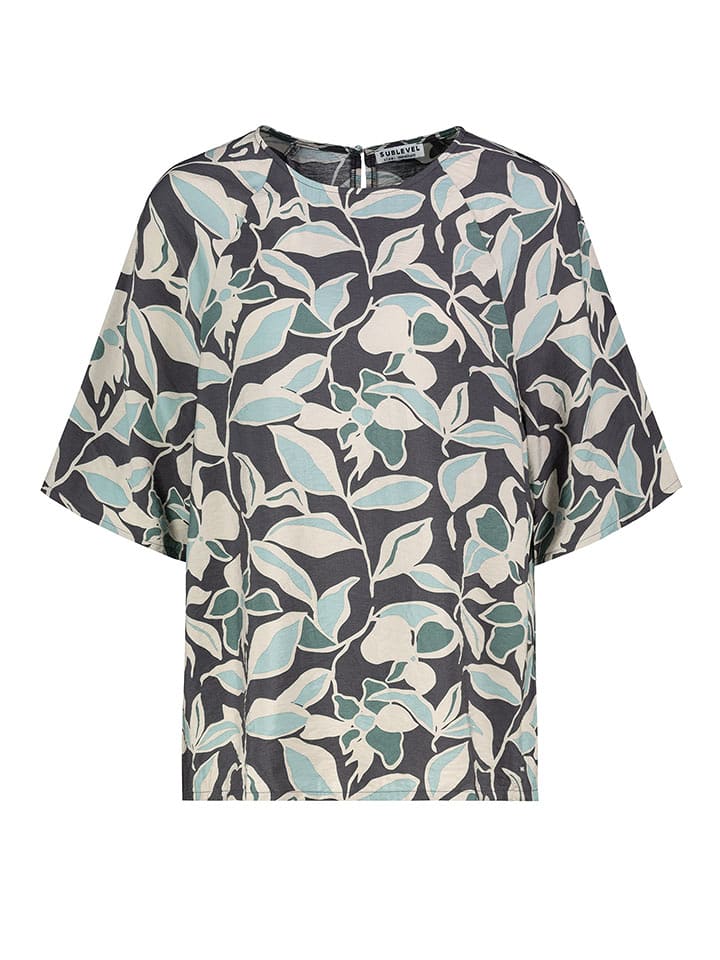 Sublevel Bluzka w kolorze antracytowo-miętowo-kremowym rozmiar: M