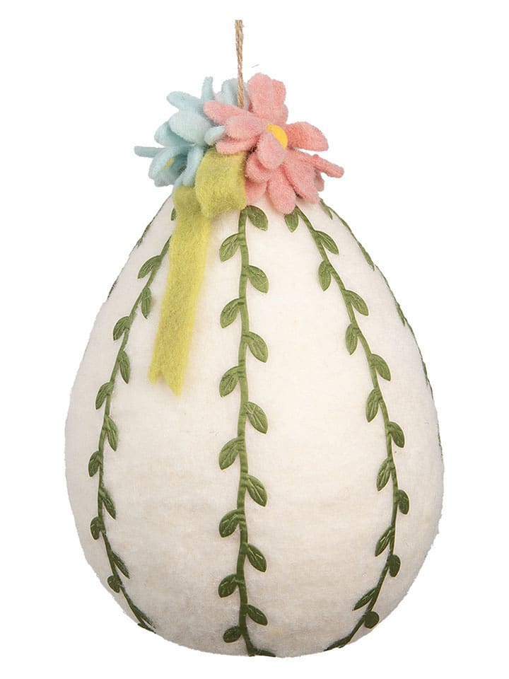 Clayre & Eef Zawieszka dekoracyjna "Egg" w kolorze kremowo-zielonym - wys. 27 x Ø 18 cm rozmiar: onesize