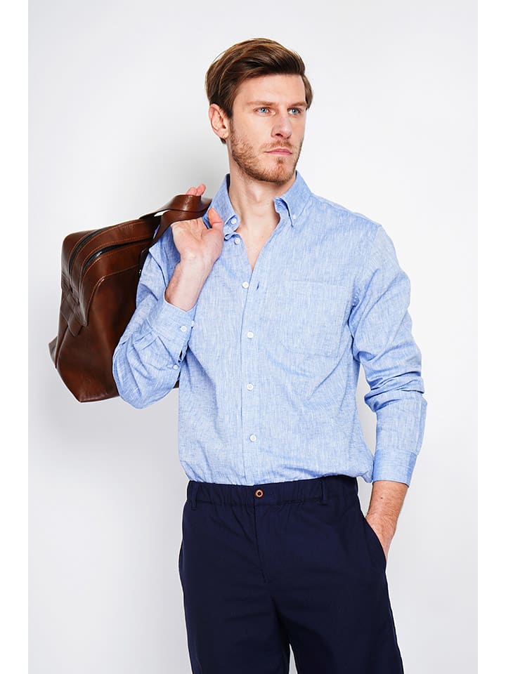 Secret du Lin Lniana koszula w kolorze niebieskim rozmiar: 54