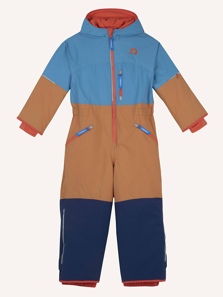 finkid Kombinezon zimowy "Akrobaatti" w kolorze niebiesko-jasnobrązowo-granatowym rozmiar: 100/110