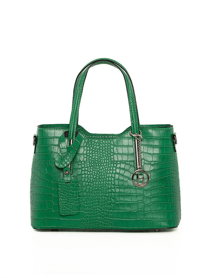 Lia Biassoni Skórzana torebka "Acco" w kolorze zielonym - 32 x 22 x 12 cm rozmiar: onesize