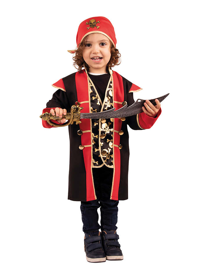 Party x People 3-częściowy kostium "Pirate Will" w kolorze czarno-czerwonym rozmiar: 128