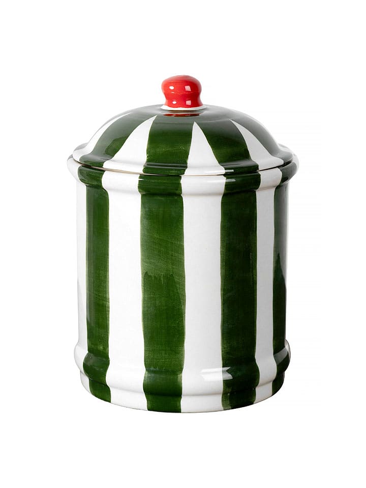 Madre Selva Pojemnik "Bonnie" w kolorze oliwkowo-białym - wys. 20 x Ø 15 cm rozmiar: onesize