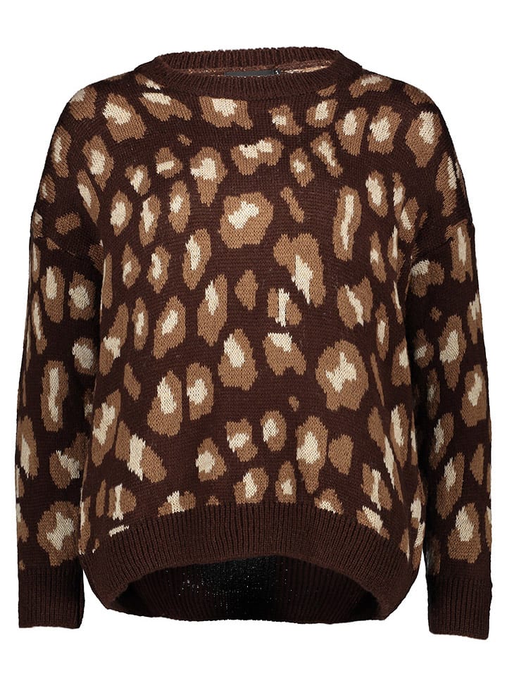 Sublevel Sweter w kolorze ciemnobrązowo-jasnobrązowym rozmiar: M/L