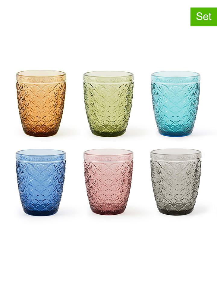 Trendy Kitchen by EXCÉLSA Szklanki (6 szt.) "Ginkgo" w różnych kolorach - 300 ml rozmiar: onesize